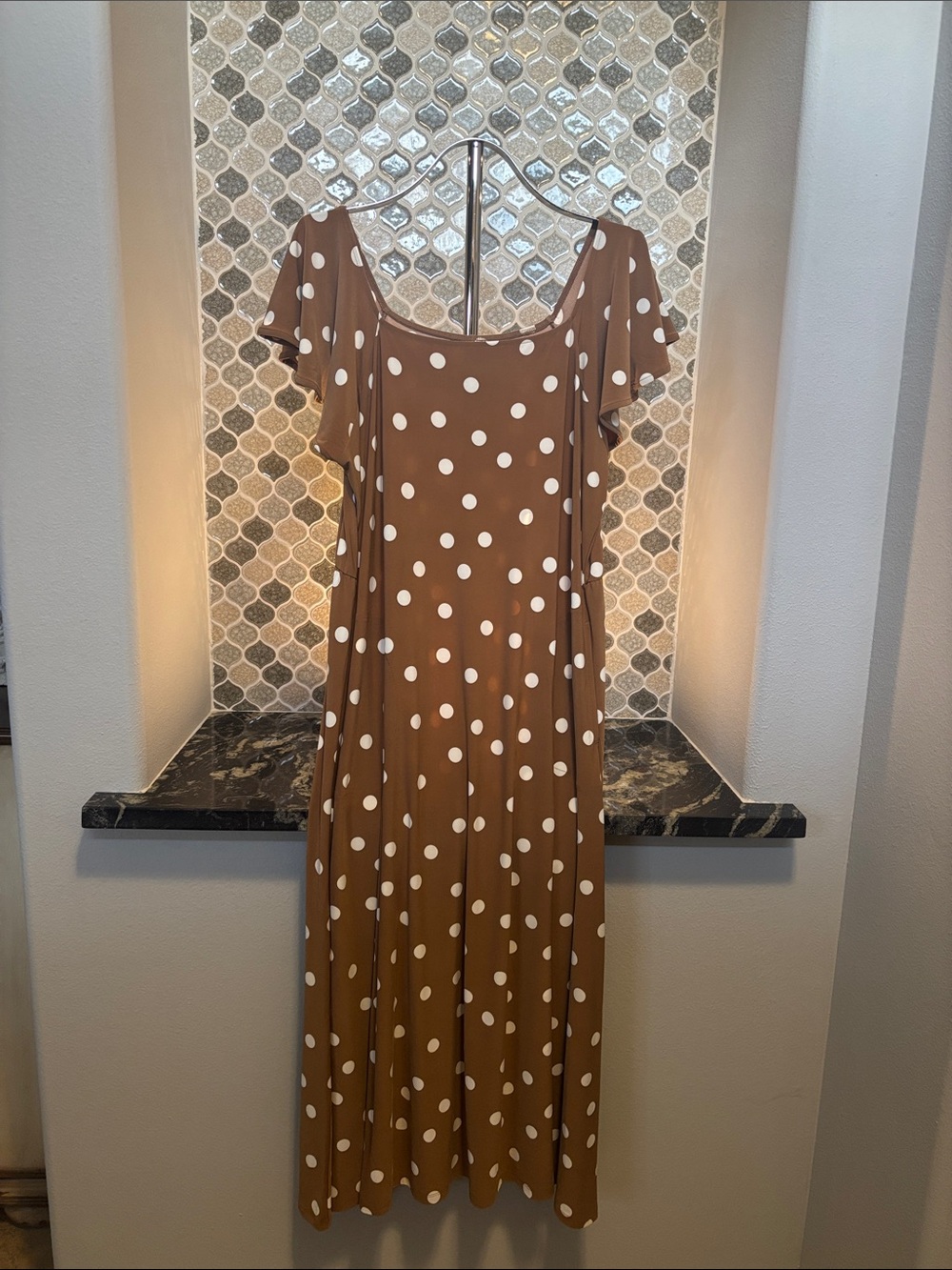 Susan Graver Brown Polka Dot Maxi Dress